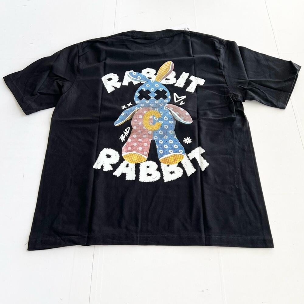 New HEYBIG Graphic Short Sleeve Tee Shirt TH-253 UNISEX SIZE L Bad Rabbit Good